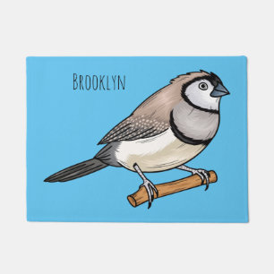 Double-barred finch bird cartoon illustration  doormat