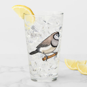 Double-barred finch bird cartoon illustration glass