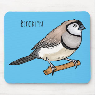 Double-barred finch bird cartoon illustration  mouse pad