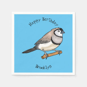 Double-barred finch bird cartoon illustration napkin