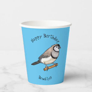 Double-barred finch bird cartoon illustration paper cups
