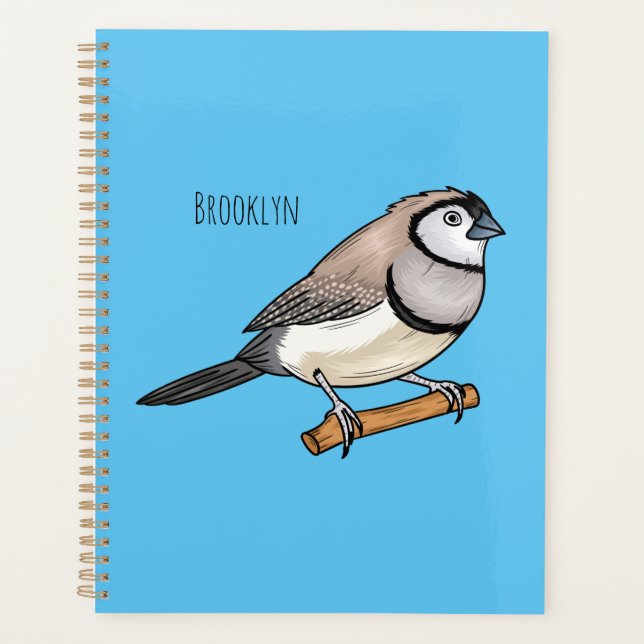 Double-barred finch bird cartoon illustration planner (Front)