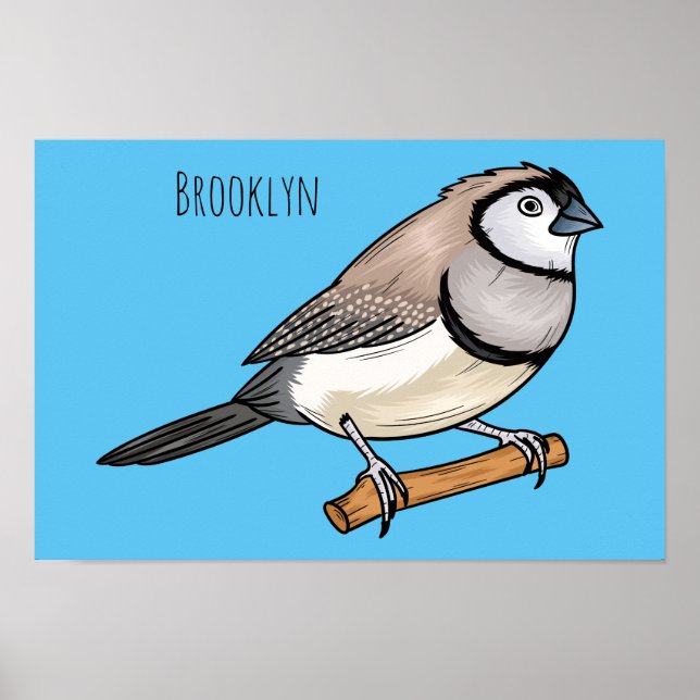 Double-barred finch bird cartoon illustration  poster (Front)