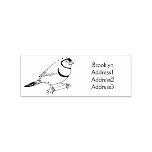 Double-barred finch bird cartoon illustration  rubber stamp