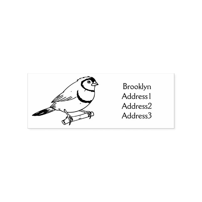 Double-barred finch bird cartoon illustration  rubber stamp (Imprint)
