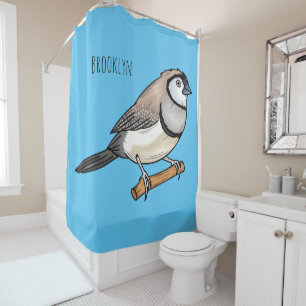 Double-barred finch bird cartoon illustration shower curtain