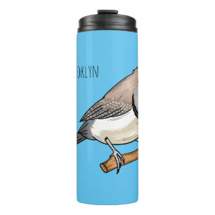 Double-barred finch bird cartoon illustration  thermal tumbler