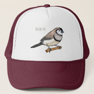 Double-barred finch bird cartoon illustration trucker hat