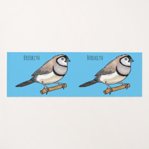 Double-barred finch bird cartoon illustration yoga mat