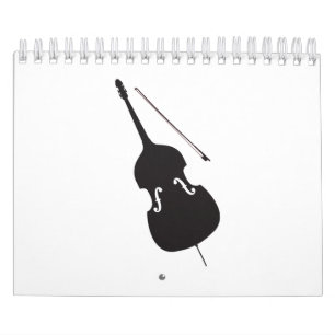 Double Bass And Bow Silhouette Calendar
