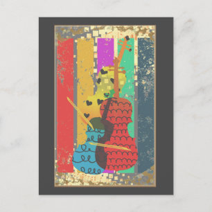 Double Bass And Music Notes Postcard