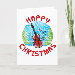 Double Bass Christmas Card Bassist String Musician