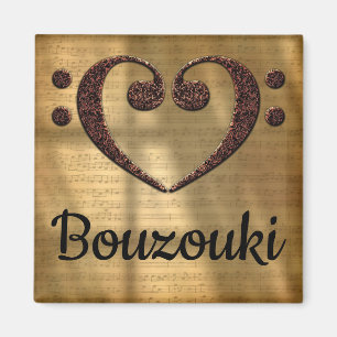 Double Bass Clef Heart Bouzouki Magnet