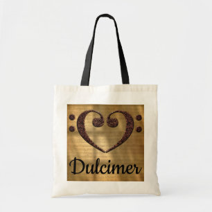 Double Bass Clef Heart Dulcimer Tote Bag