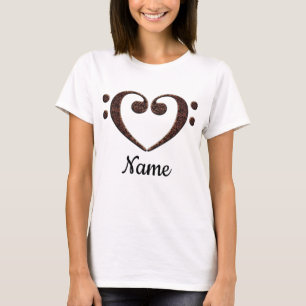 Double Bass Clef Heart for Music Lovers Customised T-Shirt