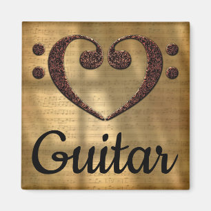 Double Bass Clef Heart Guitar Magnet