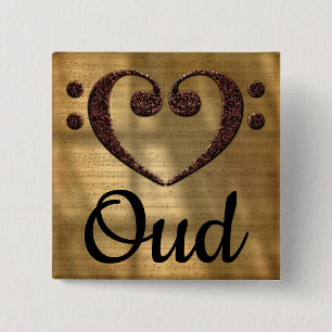 Double Bass Clef Heart Oud 15 Cm Square Badge