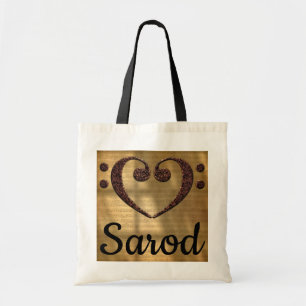 Double Bass Clef Heart Sarod Tote Bag