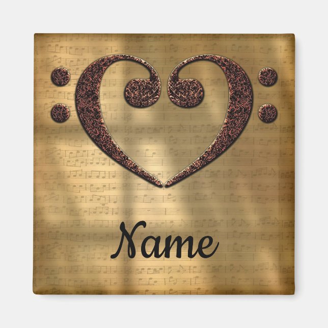 Double Bass Clef Heart Sheet Music Customised Magnet (Front)