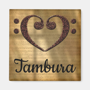 Double Bass Clef Heart Tambura Magnet
