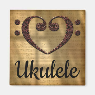 Double Bass Clef Heart Ukulele Magnet