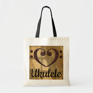 Double Bass Clef Heart Ukulele Tote Bag