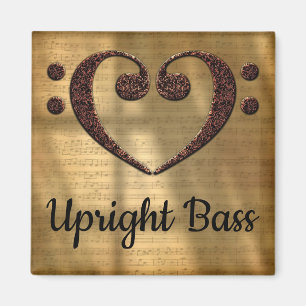 Double Bass Clef Heart Upright Bass Magnet