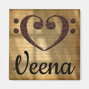 Double Bass Clef Heart Veena Magnet