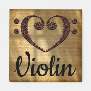 Double Bass Clef Heart Violin Magnet