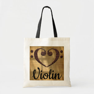 Double Bass Clef Heart Violin Tote Bag