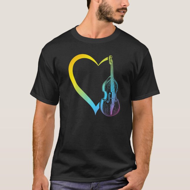 Double Bass Heart Double Bassist Double Bass Premi T-Shirt (Front)