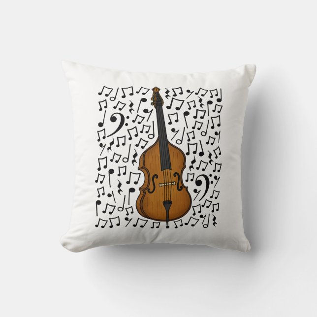 Double Bass Musical Notes, Bassist Music Teacher Cushion (Front)