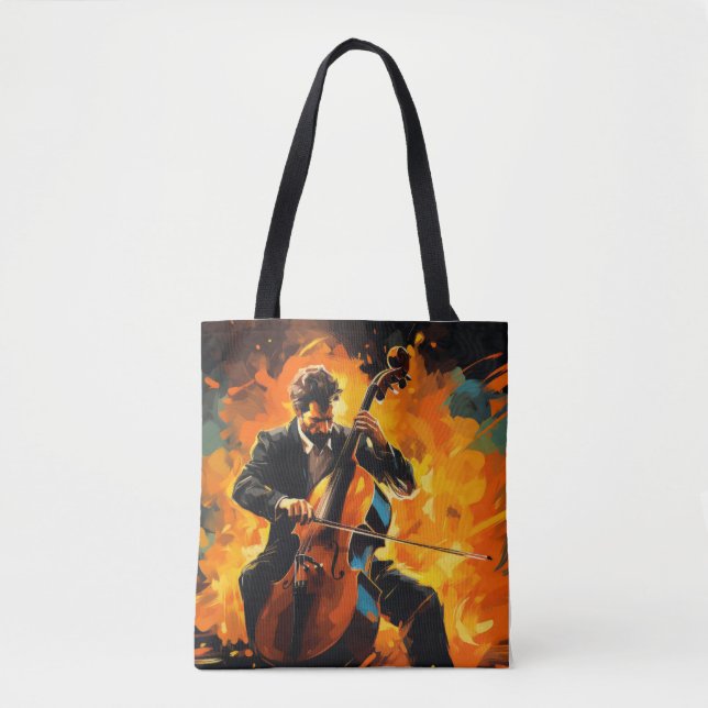 Double Bass Player Music Painting Abstract Art  Tote Bag (Front)
