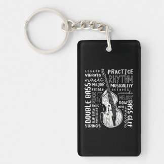 Double Bass Word Cloud Upright Bass Art Music Key Ring