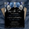Double Birthday Blue and Silver Balloon Invitation