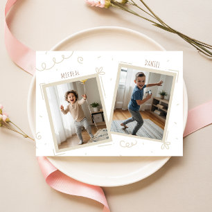 Double Birthday Boys Kids Fun Photo Birthday Party Invitation