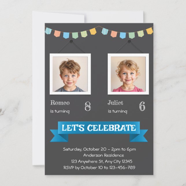 Double Birthday Party Invitation (Front)