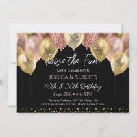 Double Birthday Rose Gold and Gold Balloons