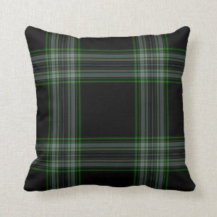 Double Black Green Giant Tartan Plaid Cushion
