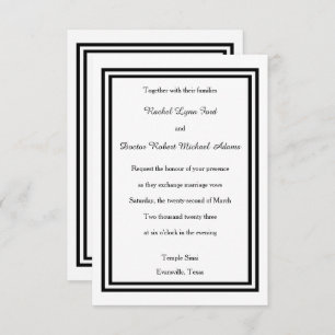 Double Black Trim - 3x5 Wedding Invitation