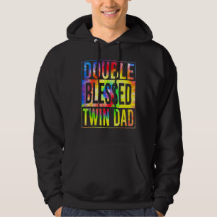 Double Blessed Twin Dad Father Tie Dye Fathers Day Hoodie