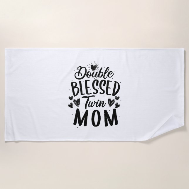 Double Blessed Twin Mum Beach Towel (Front)