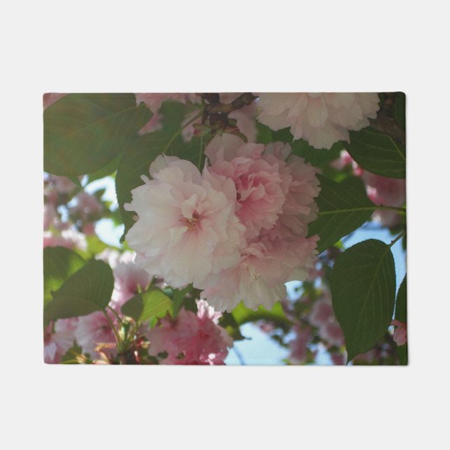 Double Blossoming Cherry Tree I Spring Floral Doormat (Front)