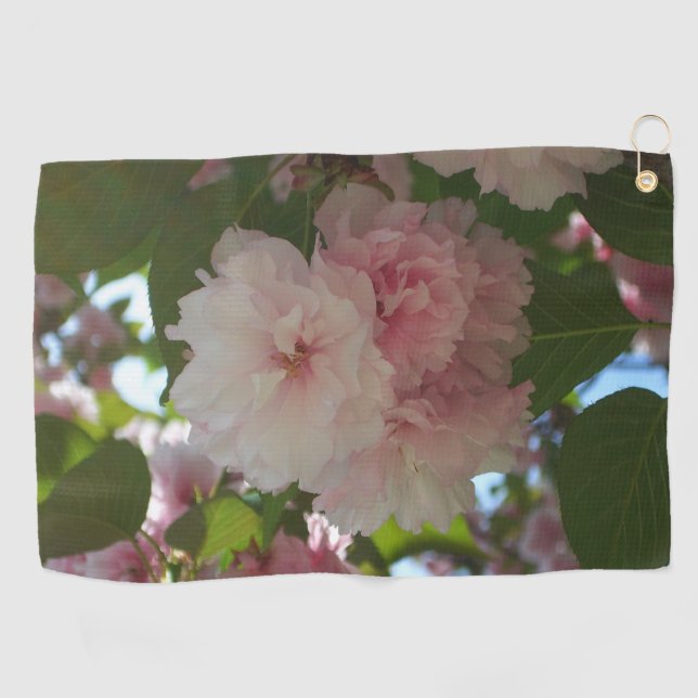 Double Blossoming Cherry Tree I Spring Floral Golf Towel (Horizontal)
