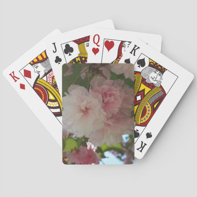 Double Blossoming Cherry Tree I Spring Floral Playing Cards (Back)