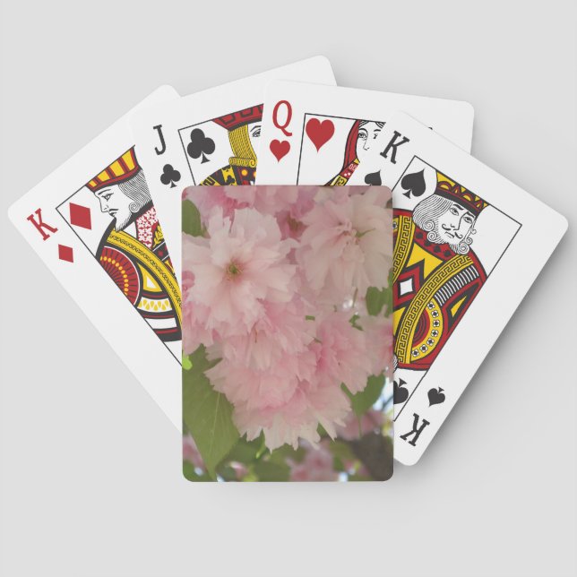 Double Blossoming Cherry Tree II Spring Floral Playing Cards (Back)