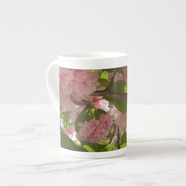 Double Blossoming Cherry Tree III Spring Floral Bone China Mug (Front Left)