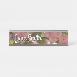 Double Blossoming Cherry Tree III Spring Floral Desk Name Plate