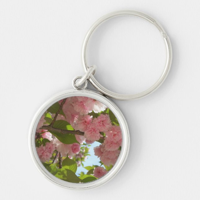 Double Blossoming Cherry Tree III Spring Floral Key Ring (Front)