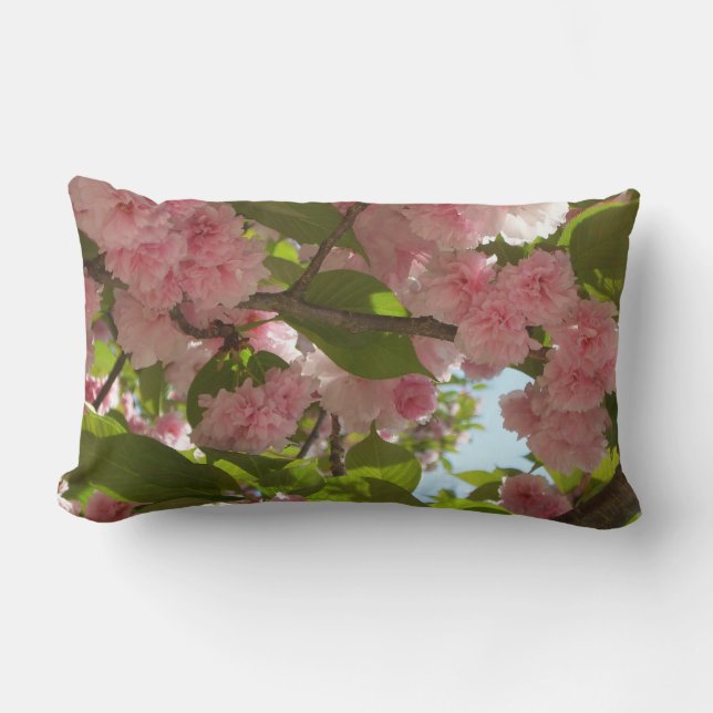 Double Blossoming Cherry Tree III Spring Floral Lumbar Cushion (Front)